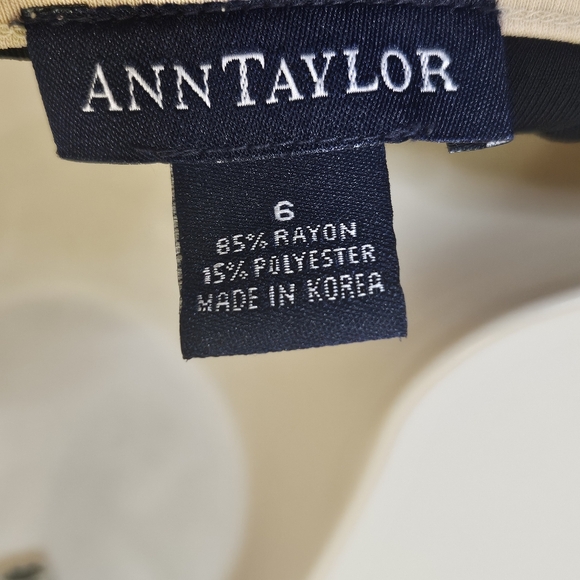 Ann Taylor Sleeveless Black with Beige Trim Midi Dress, Size 6 - Picture 15 of 15